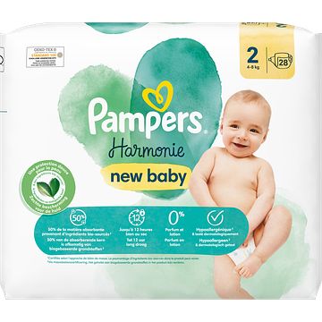 Foto van Pampers harmonie luiers maat 2, 28 luiers, 4kg8kg bij jumbo