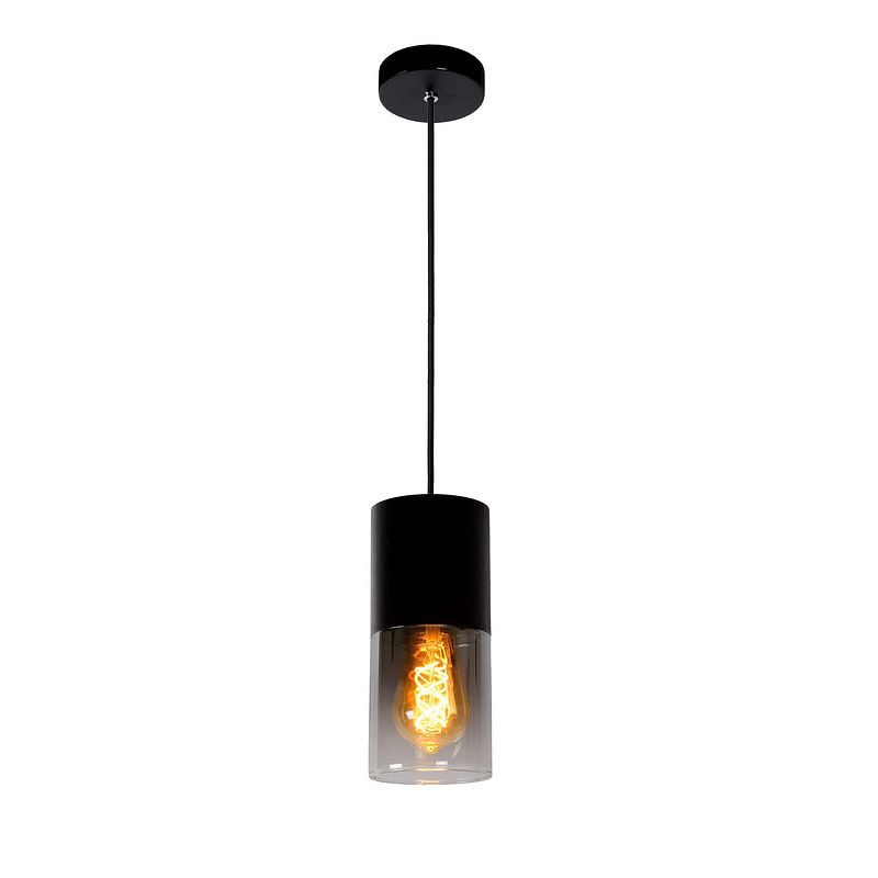 Foto van Lucide zino - hanglamp - ø 10 cm - 1xe27 - zwart