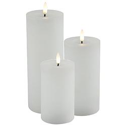 Foto van Led kaarsen/stompkaarsen - set 3x - wit - warm wit - led kaarsen