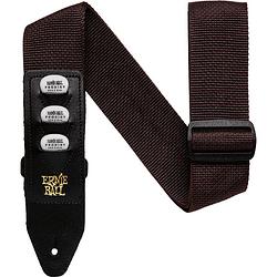 Foto van Ernie ball 4250 pickholder strap brown gitaarband met plectrumhouder