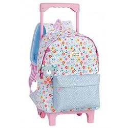 Foto van Lemon ribbon trolley rugzak cat 31 x 24 cm polyester roze/blauw