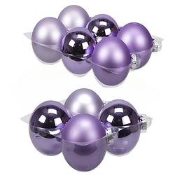 Foto van 20x stuks glazen kerstballen amethyst paars 8 en 10 cm mat/glans - kerstbal