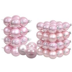 Foto van 60x stuks roze glazen kerstballen 6, 8 en 10 cm mat/glans - kerstbal