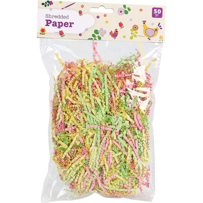 Foto van Decoratie paasgras slierten - crepe papier - meerkleurig - 50 gram - feestdecoratievoorwerp