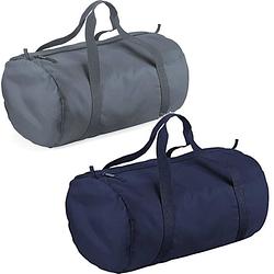 Foto van Set van 2x kleine sport/draag tassen 50 x 30 x 26 cm - donkerblauw en grijs - sporttassen
