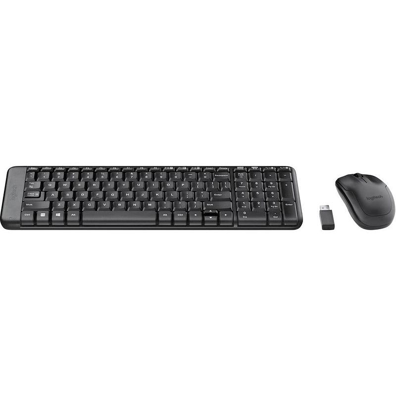 Foto van Logitech mk220 set met toetsenbord en muis radiografisch qwerty, uk-engels zwart