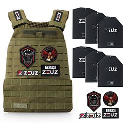 Foto van Zeuz® crossfit & fitness gewichtsvest 16,5 kg - tactical vest & trainingsvest - verstelbaar in gewichten - groen