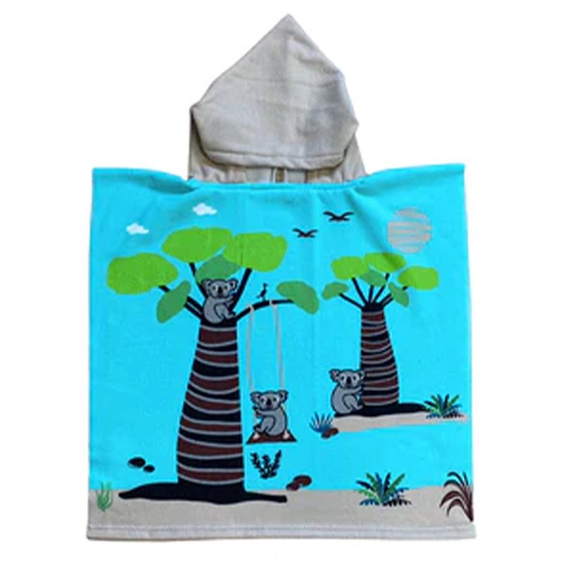 Foto van Bad cape/poncho - kinderen - koala print - 60 x 120 cm - microvezel - badcapes