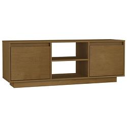 Foto van The living store tv-meubel grenenhout 110x30x40 cm - hifi kast met lades en opbergschappen