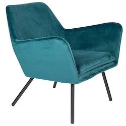 Foto van 24designs fauteuil dinant velvet - petrol blauw fluweel - zwarte metalen poten