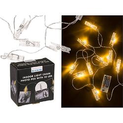 Foto van Lichtslinger met led verlichte knijpertjes - 160 cm - kaarten/foto ophangen - lichtsnoeren