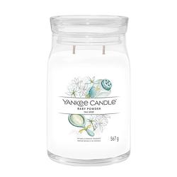 Foto van Yankee candle geurkaars large - met 2 lonten - baby powder - 16 cm / ø 9 cm