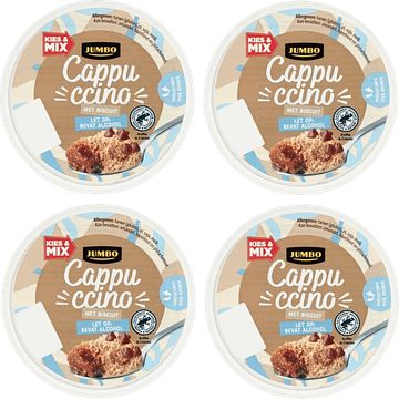 Foto van Jumbo dessert cappuccino met biscuit, bevat alcohol 4 x 75g