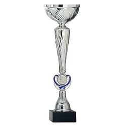 Foto van Luxe trofee/prijs beker met blauw accent - zilver - metaal - 32 x 10 cm - fopartikelen