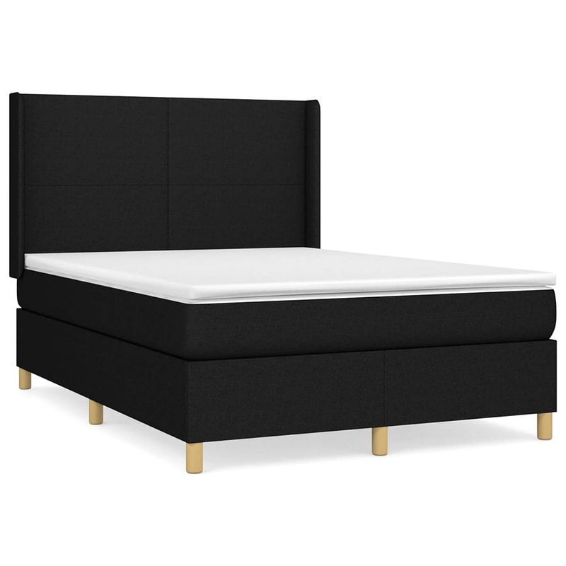 Foto van The living store boxspringbed - naam - bed - 193 x 147 x 118/128 cm - zwart - duurzaam materiaal - praktisch