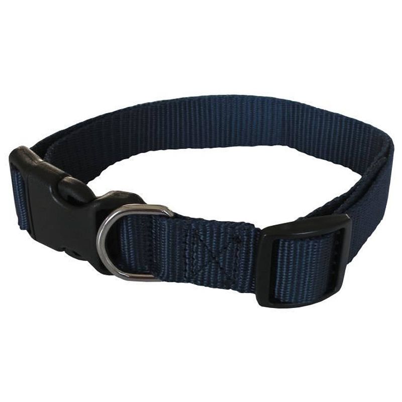 Foto van Yago klassieke blauwe nylon halsband voor grote hond, maat l 40-58 cm