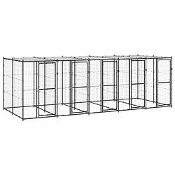 Foto van Vidaxl hondenkennel met dak 12,1 m² staal