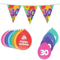 Foto van Leeftijd verjaardag thema 30 jaar pakket ballonnen/vlaggetjes - feestpakketten