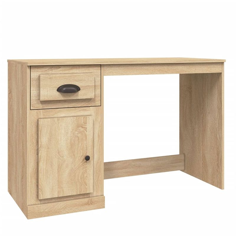 Foto van Vidaxl bureau met lade 115x50x75 cm bewerkt hout sonoma eikenkleurig