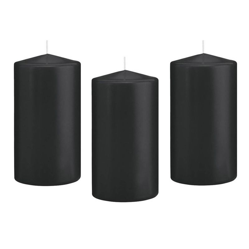 Foto van 8x kaarsen zwart 8 x 15 cm 69 branduren sfeerkaarsen - stompkaarsen
