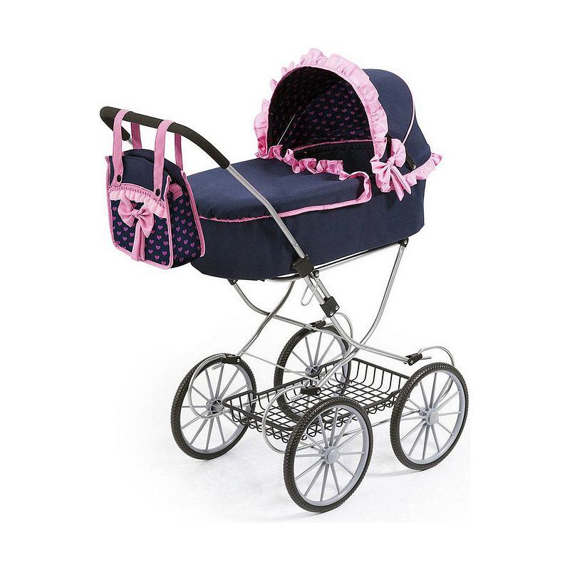 Foto van Poppenwagen reig dolls pram marineblauw 64 cm