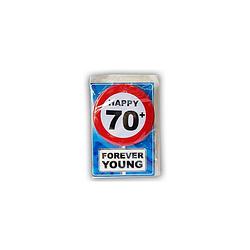 Foto van Happy birthday kaart met button 70 jaar - verjaardagskaarten