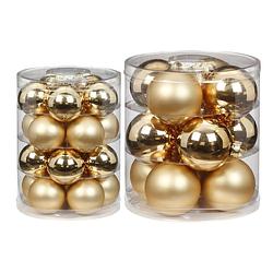 Foto van 42x stuks glazen kerstballen elegant goud mix 6 en 8 cm glans en mat - kerstbal