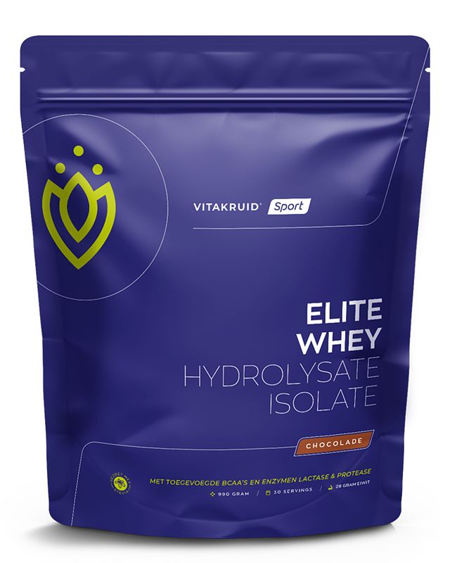 Foto van Vitakruid elite whey hydrolysate isolate chocolade poeder