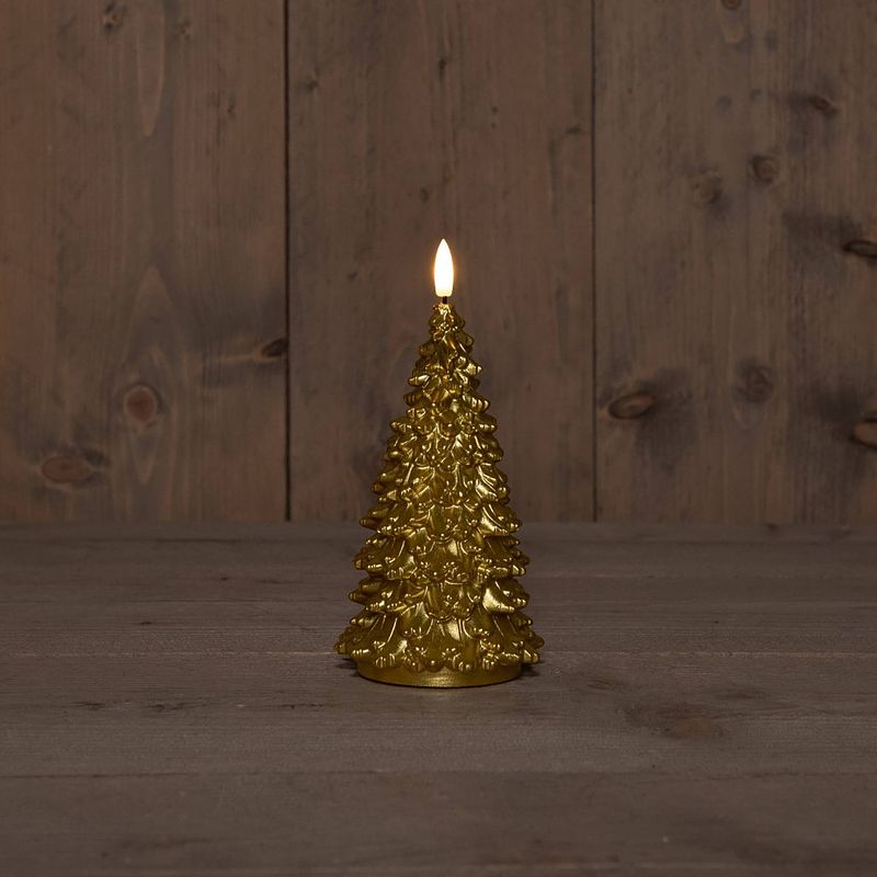 Foto van Anna'ss collection - b.o.t. 3d wick gold christmas tree wax 9,5x20 cm