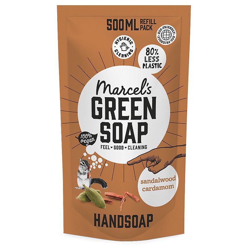 Foto van Marcels green soap handzeep sandelhout & kardemom navulling