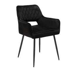 Foto van Bronx71 velvet eetkamerstoel mika zwart - eetkamerstoelen set van 6.