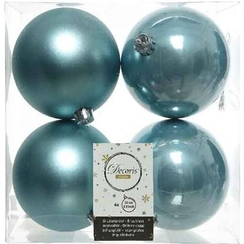 Foto van 4x kunststof kerstballen glanzend/mat ijsblauw 10 cm kerstboom versiering/decoratie - kerstbal