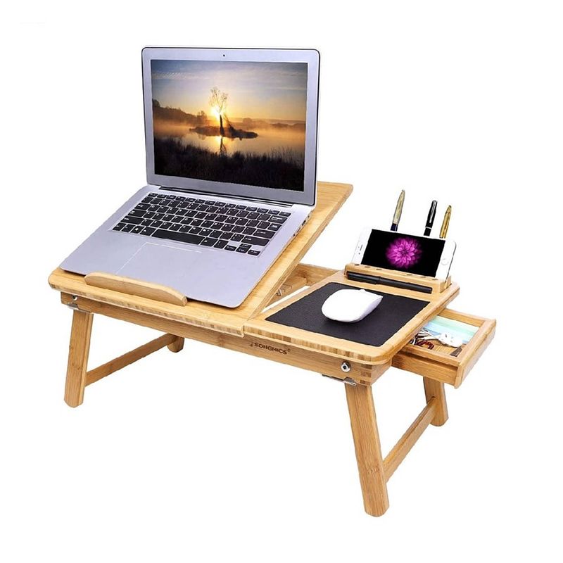 Foto van Ibella living inklapbare laptoptafel verstelbare bedtafel met telefoonhouder