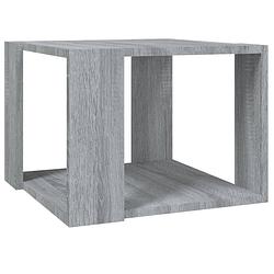 Foto van The living store salontafel bewerkt hout - 40x40x30 cm - opbergruimte - grijs sonoma eiken