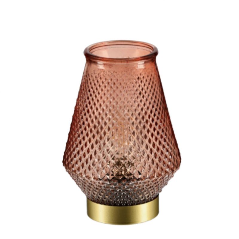 Foto van Casa di elturo led-lamp ella - amber - goud - werkt op batterijen (incl. lamp) - ø13 x18 cm