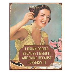 Foto van Metalen retro bord coffee i need it