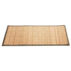 Foto van Badkamer vloermat anti-slip lichte bamboe 50 x 80 cm met grijze rand - badmatjes