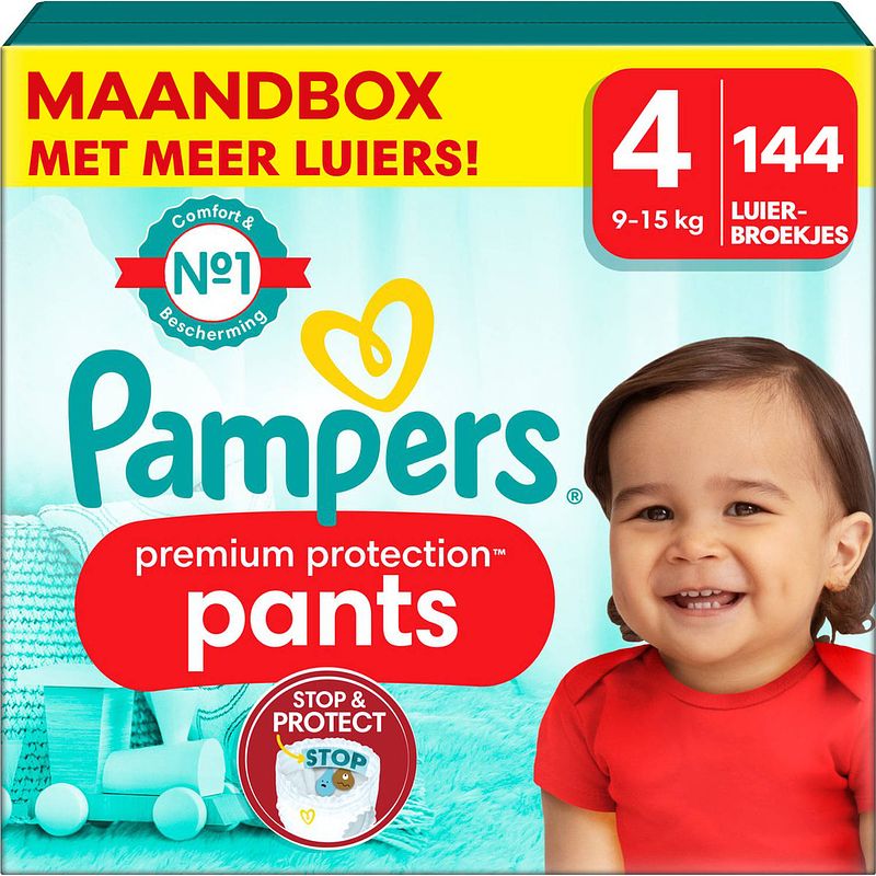 Foto van Pampers - premium protection pants - maat 4 - maandbox - 144 stuks - 9/15 kg