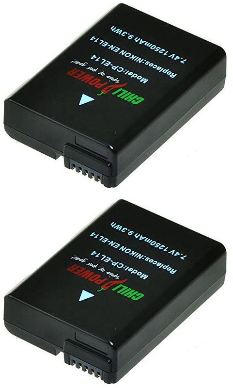 Foto van Chilipower en-el14 / en-el14a accu voor nikon - 1250mah - 2-pack