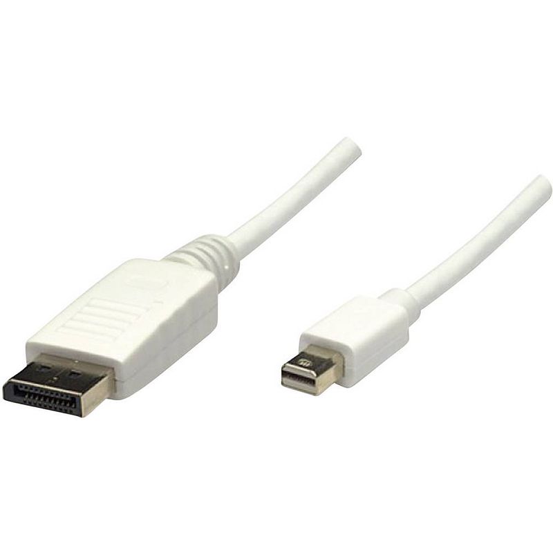 Foto van Manhattan mini-displayport / displayport adapterkabel mini displayport stekker, displayport stekker 2.00 m wit 324748-cg displayport-kabel