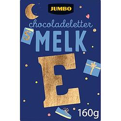 Foto van Jumbo chocoladeletter melk e 160g aanbieding bij jumbo | 2 voor 4.50