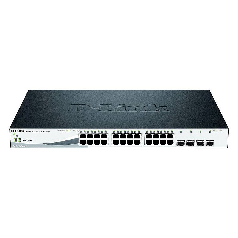 Foto van D-link dgs-1210-28p/e netwerk switch rj45/sfp 24 + 4 poorten 56 gbit/s poe-functie