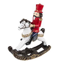 Foto van Clayre & eef kerstdecoratie notenkraker 18 cm rood kunststof decoratief figuur decoratieve accessoires woonaccessoires