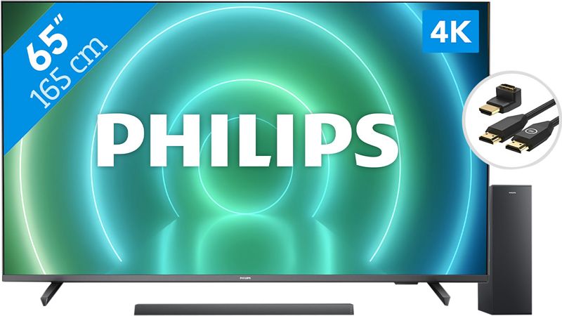 Foto van Philips 65pus7906 - ambilight + soundbar + hdmi kabel