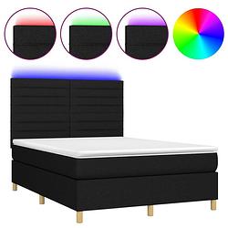 Foto van The living store boxspring bed - led - 140 x 200 cm - zwart