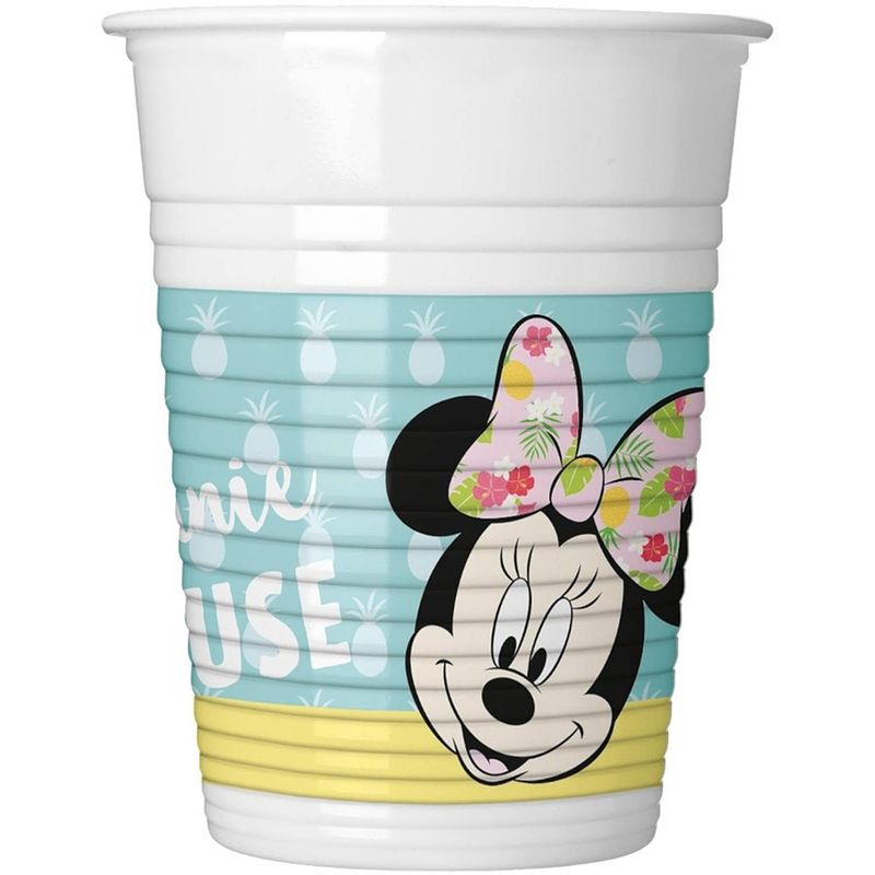 Foto van 8x disney minnie mouse tropical themafeest bekers 200 ml - feestbekertjes