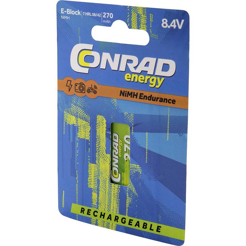 Foto van Oplaadbare 9v batterij (blok) conrad energy endurance 6lr61 nimh 8.4 v 270 mah 1 stuk(s)