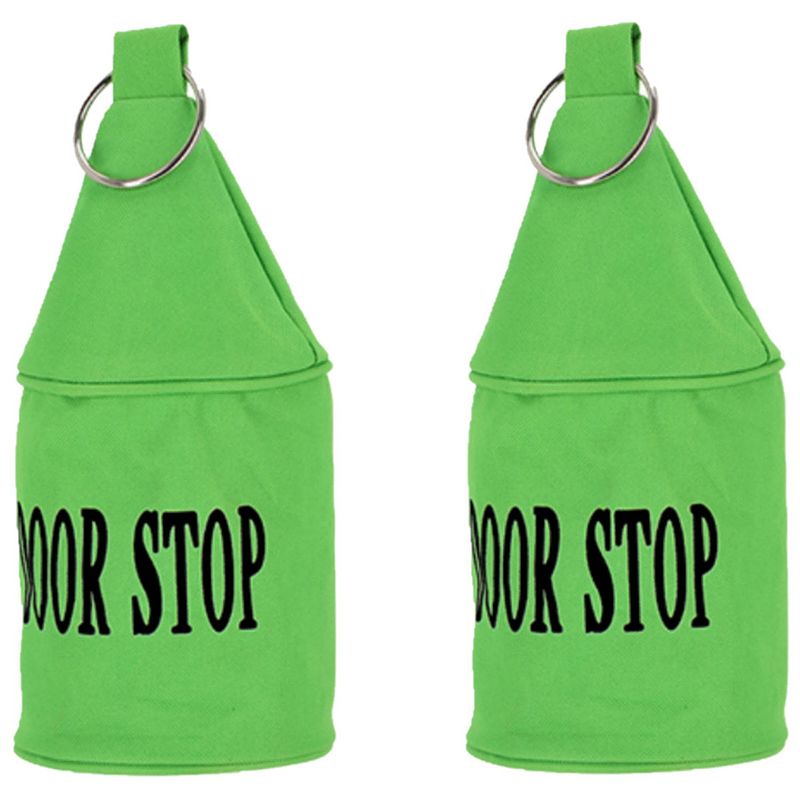 Foto van Esschert deurstopper neon - 2x - 2,5 kg - canvas - groen - 13 x 13 x 28.5 cm - deurstoppers