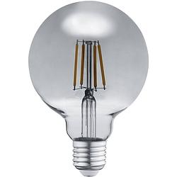 Foto van Led lamp - filament - trion globin - e27 fitting - 6w - warm wit 3000k - rookkleur - aluminium