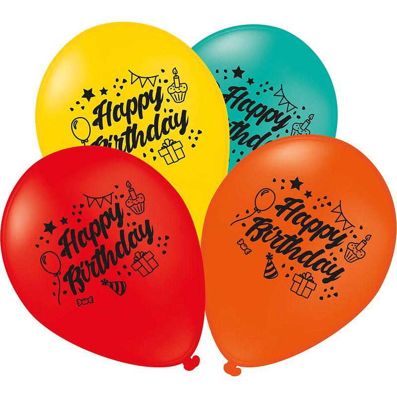 Foto van Tib ballonnen happy birthday 30 cm latex 7 stuks